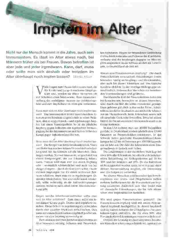 Vorschauseite 1: Impfen im Alter