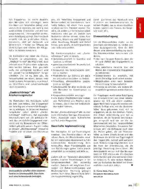 Vorschauseite 2: Netzwerke gestalten In der gemeinsamen Nähstunde reparieren ehrenamtliche Mitarbeiterinnen die Bewohnerkleidung. Auch die Bewohnerinnen können mitmachen.Die Evangelische Heimstift…