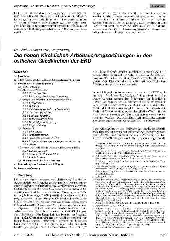 Vorschauseite 1: Die neuen Kirchlichen Arbeitsvertragsordnungen in den östlichen Gliedkirchen der EKD
