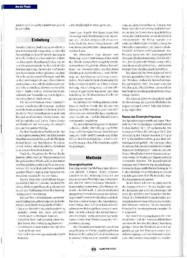 Vorschauseite 2: Kosten-Nutzen-Analyse für den Einsatz von Einwegversus Mehrweg-Tüchern für die Flächendesinfektion