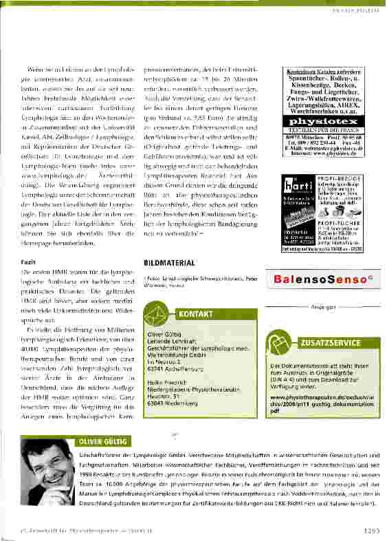 Vorschauseite 5: Auswirkungen der geltenden Heilmittelrichtlinien (HMR) auf die ambulante LymphologieWie die Umsetzung in der Praxis aussieht