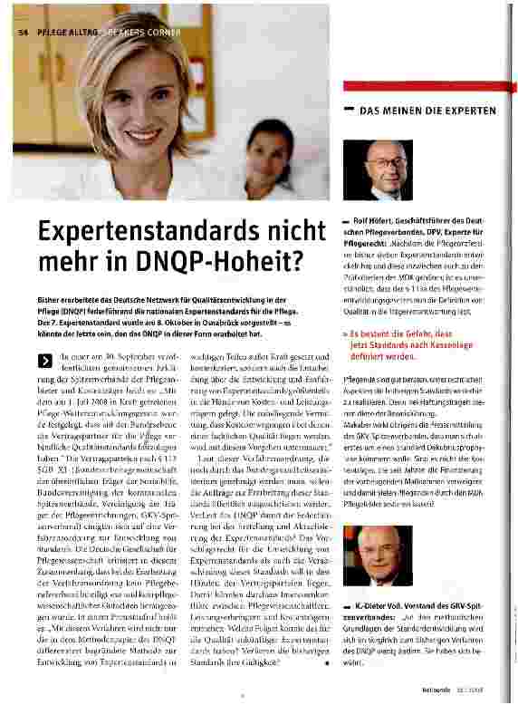 Vorschauseite 1: Expertenstandards nicht mehr in DNQP-Hoheit?