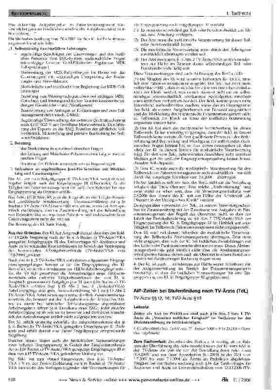 Vorschauseite 1: AiP-Zeiten bei Stufenfindung nach TV-Ärzte (TdL)TV-Ärzte §§12,16; TVÜ-Ärzte § 15