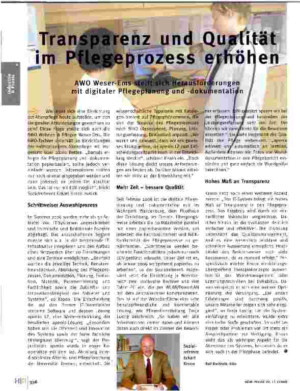 Vorschauseite 1: Transparenz und Qualität im Pflegeprozess erhöhen