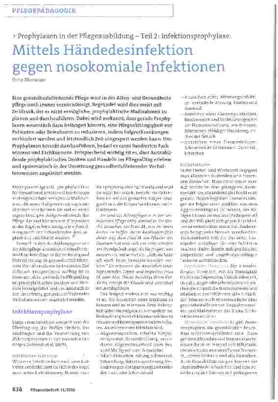 Vorschauseite 1: Mittels Händedesinfektion gegen nosokomiale Infektionen