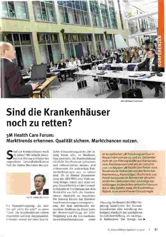 Vorschauseite 1: Sind die Krankenhäuser noch zu retten?