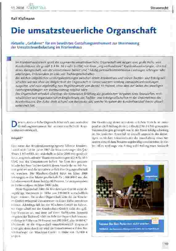 Vorschauseite 1: Die umsatzsteuerliche Organschaft