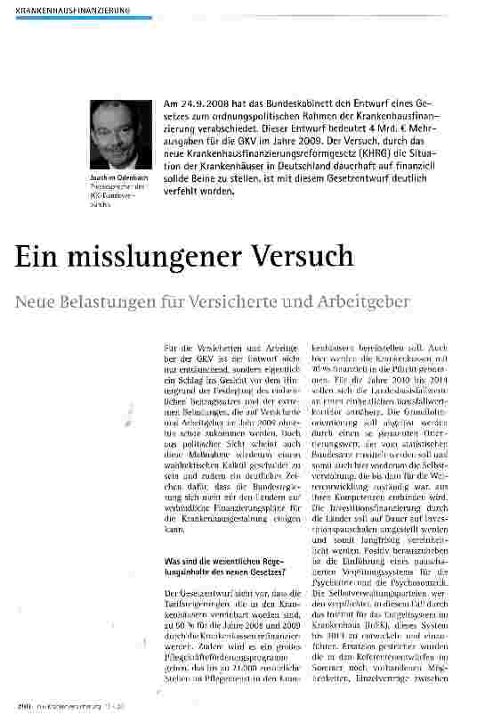 Vorschauseite 1: Ein misslungener Versuch Neue Belastungen für Versicherte und Arbeitgeber