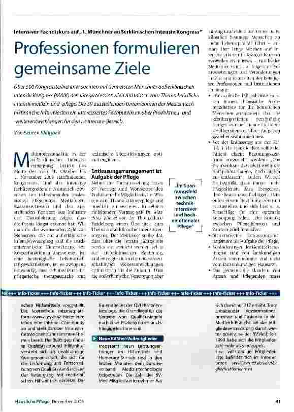 Vorschauseite 1: Professionen formulieren gemeinsame Ziele