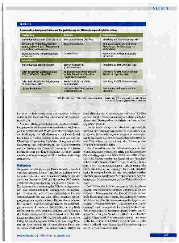 Vorschauseite 2: Umsetzung und Auswirkungen der Mindestmengen