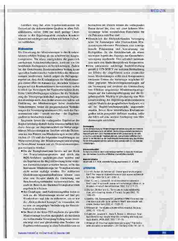 Vorschauseite 6: Umsetzung und Auswirkungen der Mindestmengen