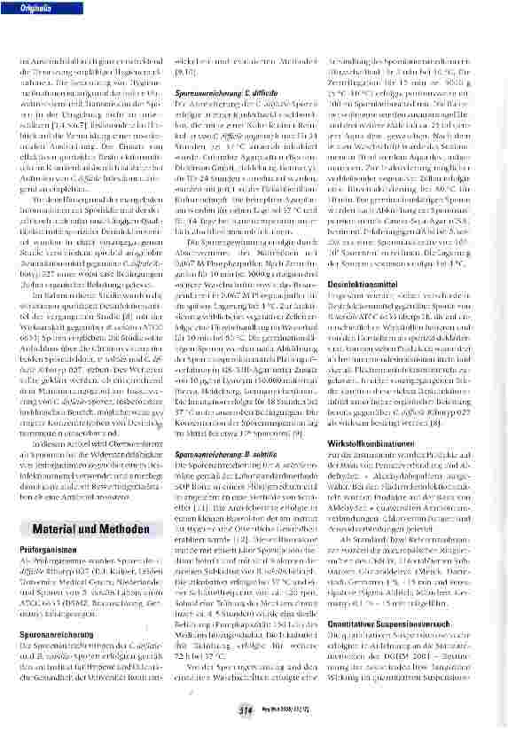 Vorschauseite 2: Vergleich der Chemoresistenz von Clostridum difficile Ribotyp 027- und Bacillus subtilis-Sporen gegenüber Desinfektionsmitteln