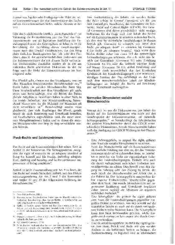 Vorschauseite 2: Der menschenrechtliche Gehalt des Existenzminimums in Art. 11 des Internationalen Paktes über soziale, wirtschaftliche und kulturelle Rechte