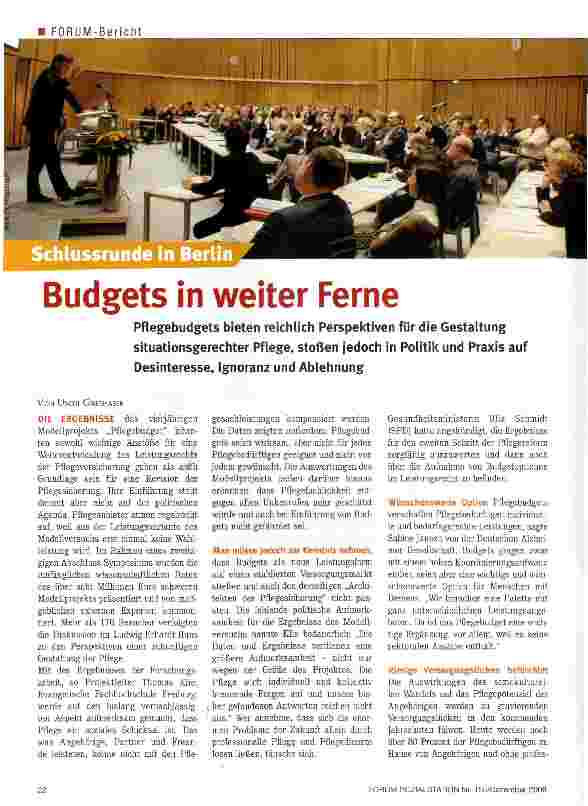 Vorschauseite 1: Budgets in weiter Ferne