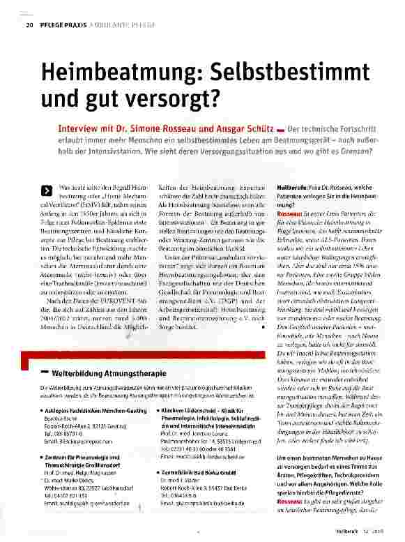 Vorschauseite 1: Heimbeatmung: Selbstbestimmt und gut versorgt?