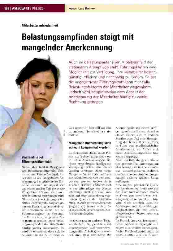 Vorschauseite 1: Belastungsempfinden steigt mit mangelnder Anerkennung