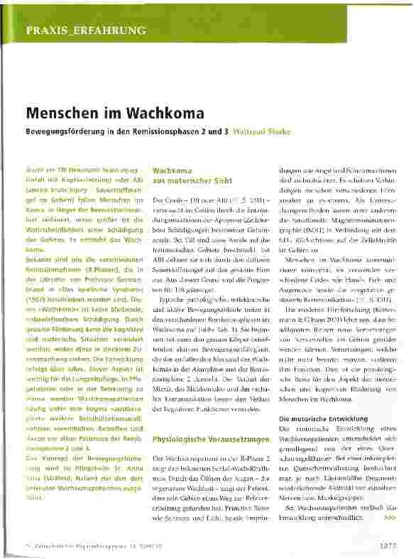 Vorschauseite 1: Menschen im WachkomaBewegungsförderung in den Remissionsphasen 2 und 3