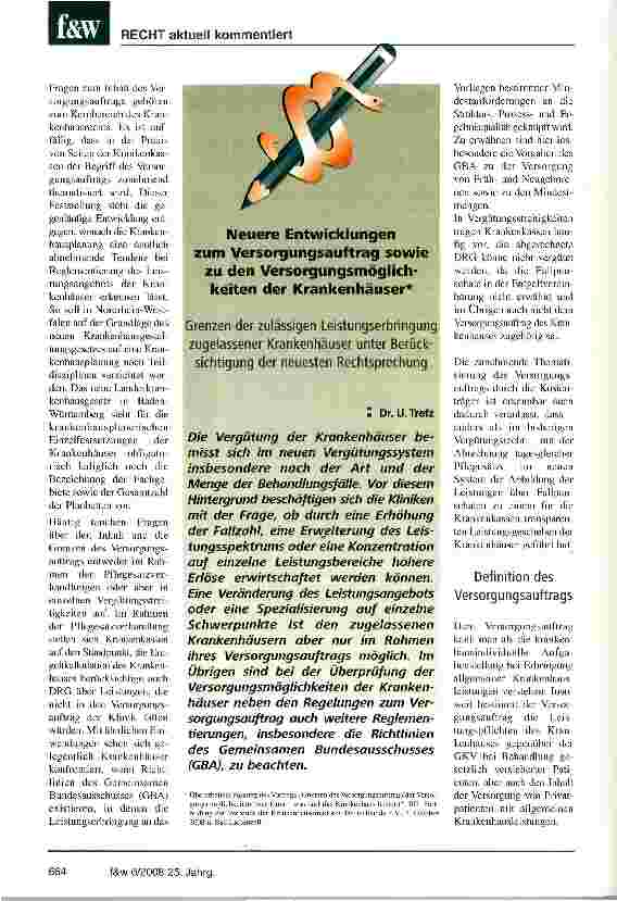 Vorschauseite 1: Versorgungsauftrag sowie zu den Versorgungsmöglichkeiten der Krankenhäuser