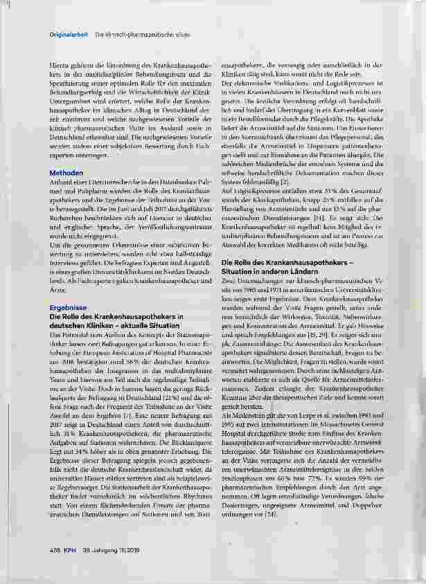 Vorschauseite 2: Die klinisch-pharmazeutische Visite eine Bestandsaufnahme