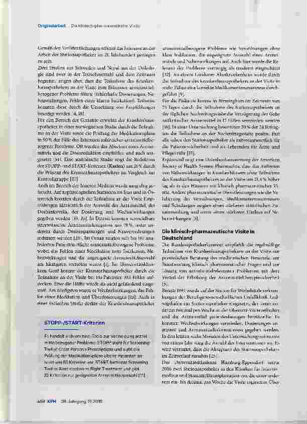 Vorschauseite 3: Die klinisch-pharmazeutische Visite eine Bestandsaufnahme