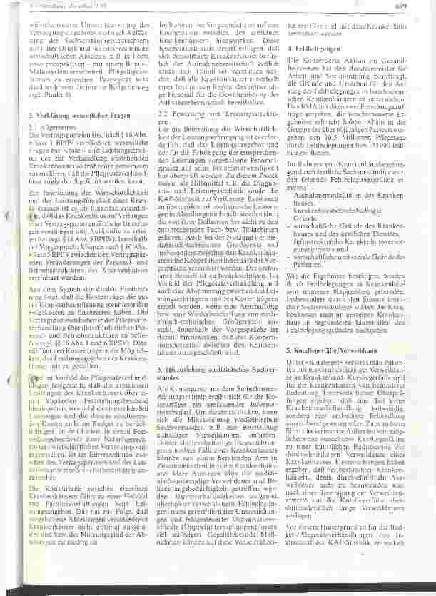 Vorschauseite 2: Empfehlung zu den Pflegesatz-/Budgetverhandlungen 1989