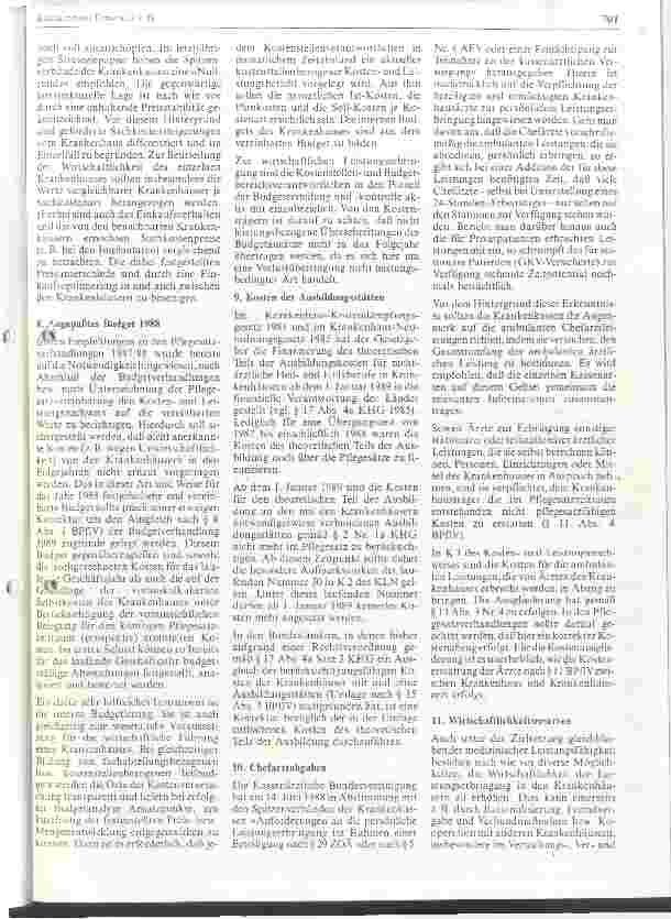 Vorschauseite 4: Empfehlung zu den Pflegesatz-/Budgetverhandlungen 1989