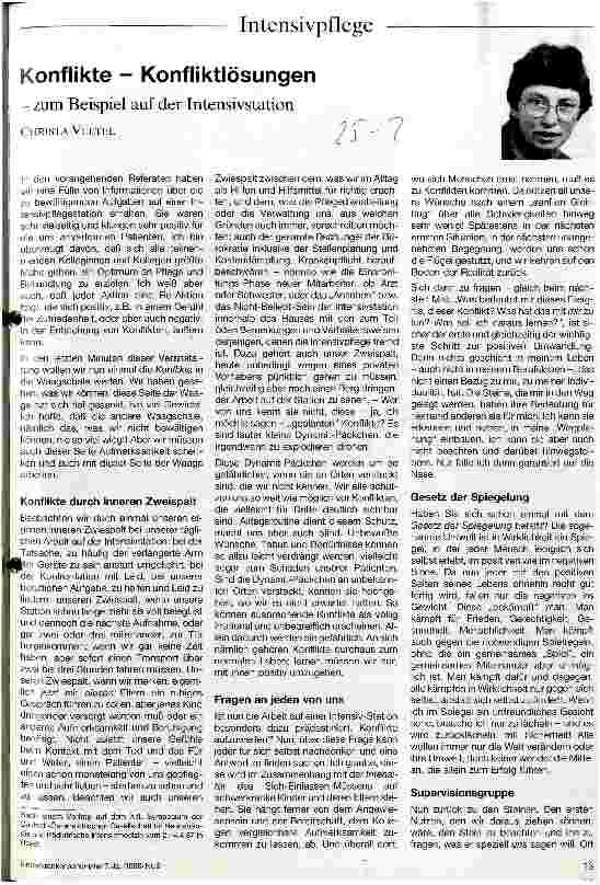 Vorschauseite 1: Konflikte - Konfliktlösungen - zum Beispiel auf der Intensivstation