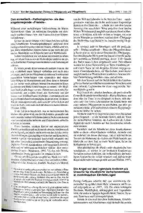 Vorschauseite 3: Von der ritualisierten Distanz in Pflegepraxis und Pflegetheorie zu einer Begegnung auf Augenhöhe