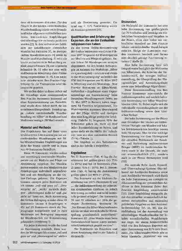 Vorschauseite 2: Best Practice zu Silber-Wundverbänden - Ergebnisse einer Expertenumfrage mit dem Ziel einer Konsentierung