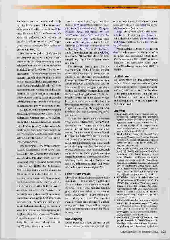 Vorschauseite 3: Best Practice zu Silber-Wundverbänden - Ergebnisse einer Expertenumfrage mit dem Ziel einer Konsentierung