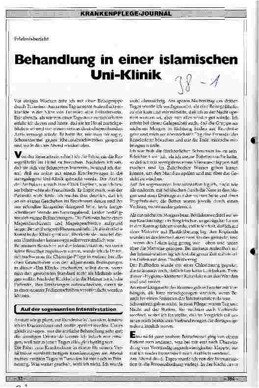 Vorschauseite 1: Erlebnisbericht: Behandlung in einer islamischen Uni-Klinik