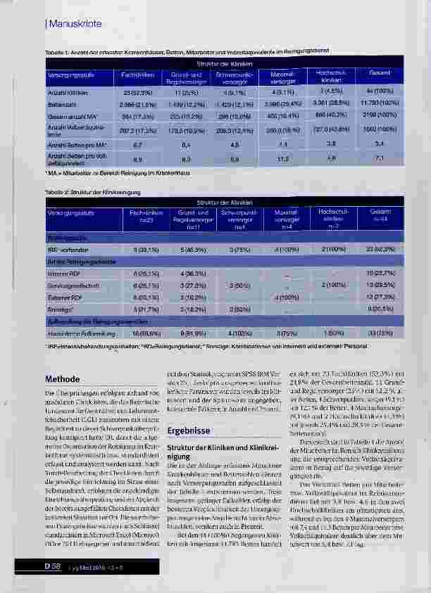 Vorschauseite 4: Reinigung im Krankenhaus Schwerpunktprojekt in der Lan deshauptstadt München 2016-2017