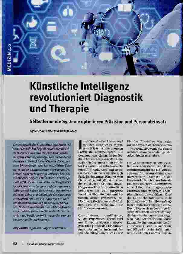 Vorschauseite 1: Künstliche Intelligenz revolutioniert Diagnostik und Therapie