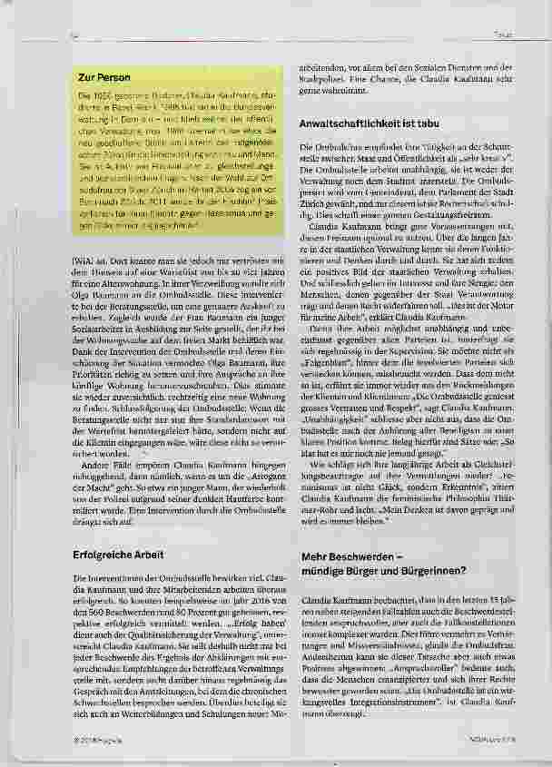 Vorschauseite 2: Die Ombudsstelle ist ein wirkungsvolles Integrationsinstrument