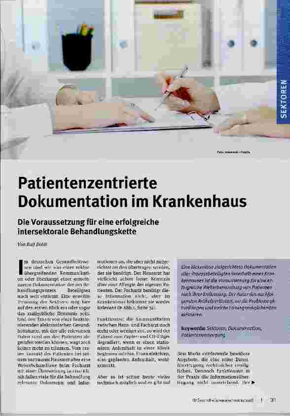 Vorschauseite 1: Patientenzentrierte Dokumentation im Krankenhaus