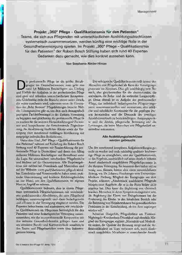 Vorschauseite 2: Qualifikationsmix für eine zukunftsfähige Pflege