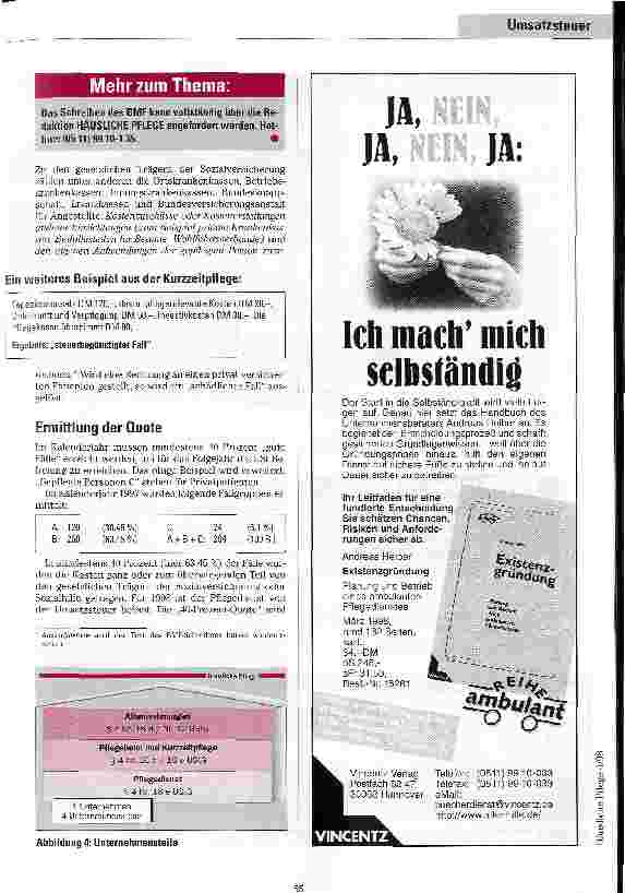 Vorschauseite 4: Kleine Freiheit Nr. 41/97 Schreiben des Bundesministeriums der Finanzen regelt Umsatzsteuer bei Pflegeeinrichtungen