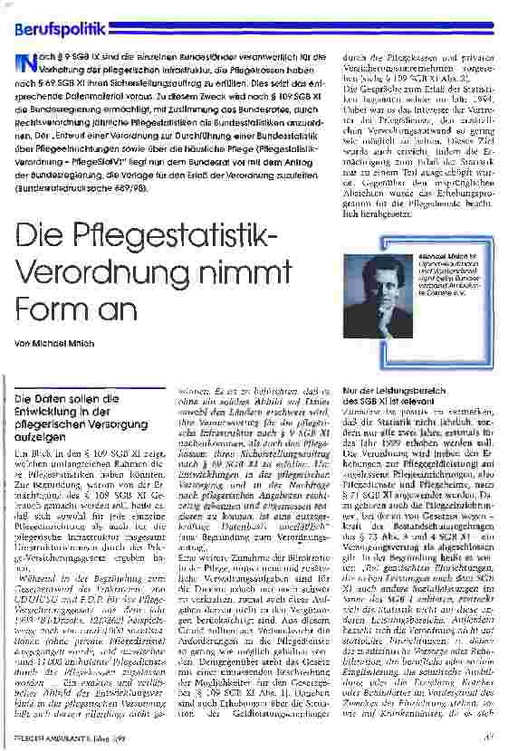 Vorschauseite 1: Die Pflegestatistik-Verordnung nimmt Form an