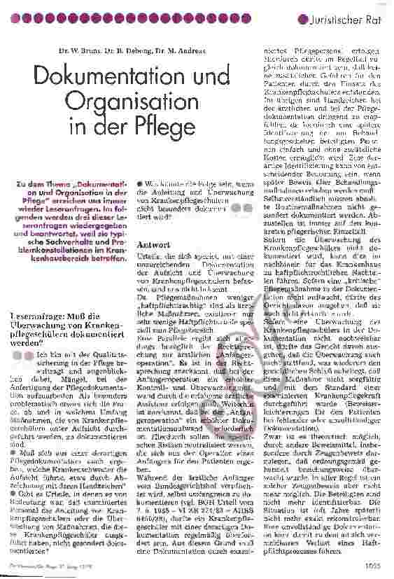 Vorschauseite 1: Dokumentation und Organisation in der Pflege