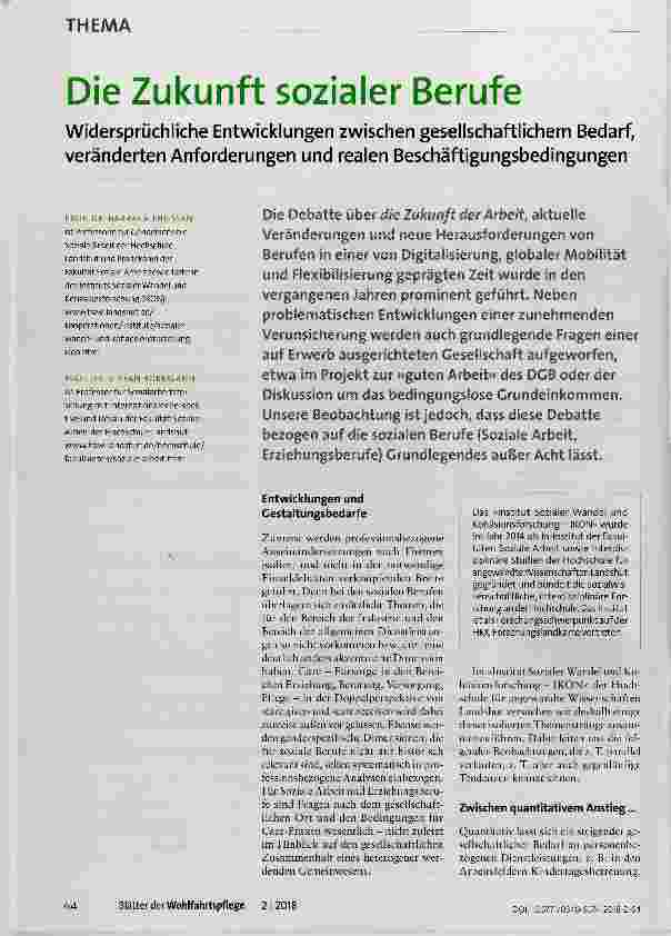 Vorschauseite 1: Die Zukunft sozialer Berufe