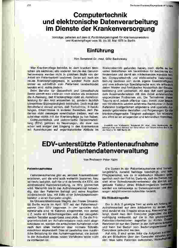 Vorschauseite 1: EDV-unterstützte Patientenaufnahme und Patientendatenverwaltung