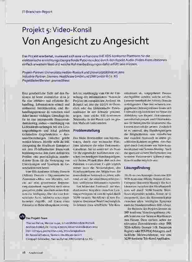 Vorschauseite 1: Projekt 5: Video-Konsil Von Angesicht zu Angesicht