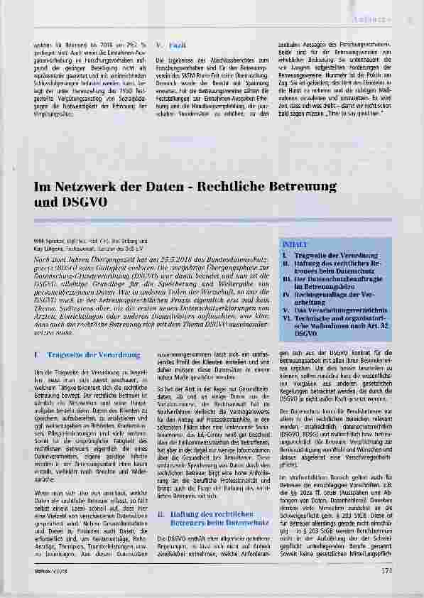 Vorschauseite 1: Im Netzwerk der Daten Rechtliche Betreuung und DSGVO