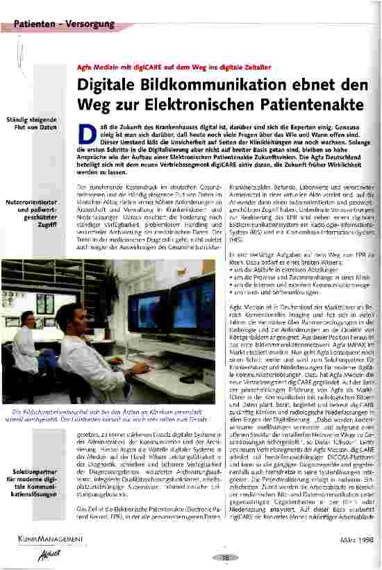 Vorschauseite 1: Digitale Bildkommunikation ebnet den Weg zur Elektronischen Patientenakte