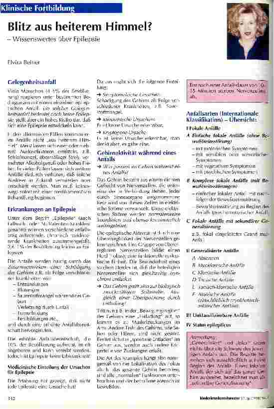 Vorschauseite 1: Blitz aus heiterem Himmel? Wissenswertes über Epilepsie