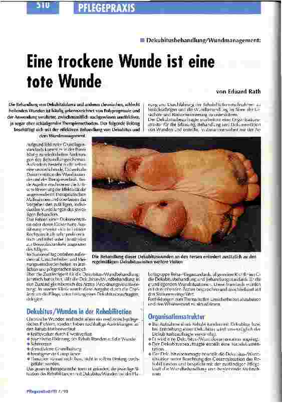 Vorschauseite 1: Dekubitusbehandlung/Wundmanagement: Eine trockene Wunde ist eine tote Wunde