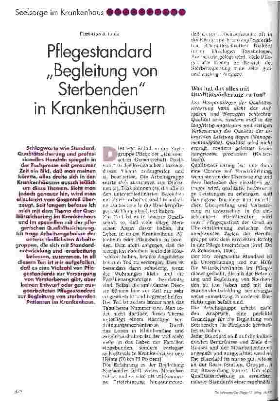 Vorschauseite 1: Pflegestandard Begleitung von Sterbenden in Krankenhäusern