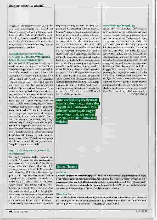Vorschauseite 3: Pflegeregress Ist eine restriktive Auslegung der Übergangsbestimmung | verfassungsrechtlich geboten?