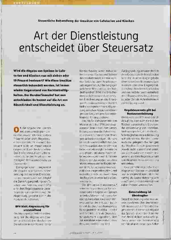 Vorschauseite 1: Art der Dienstleistung entscheidet über Steuersatz