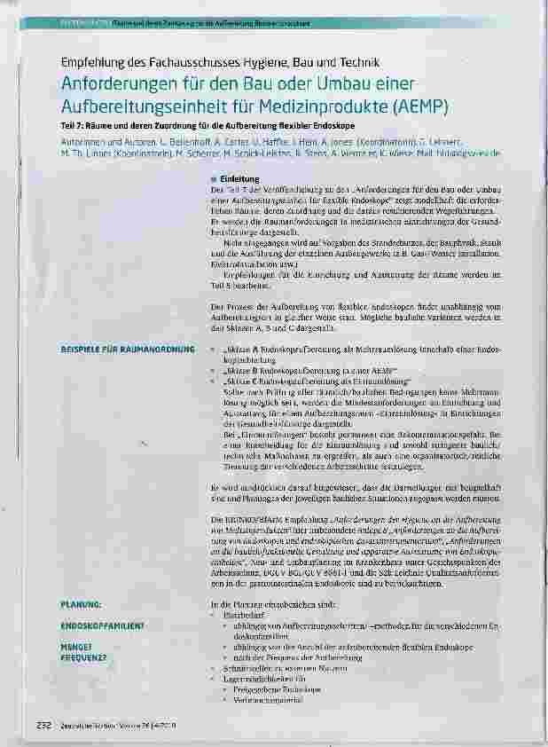 Vorschauseite 1: Anforderungen für den Bau oder Umbau einer Aufbereitungseinheit für Medizinprodukte (AEMP)